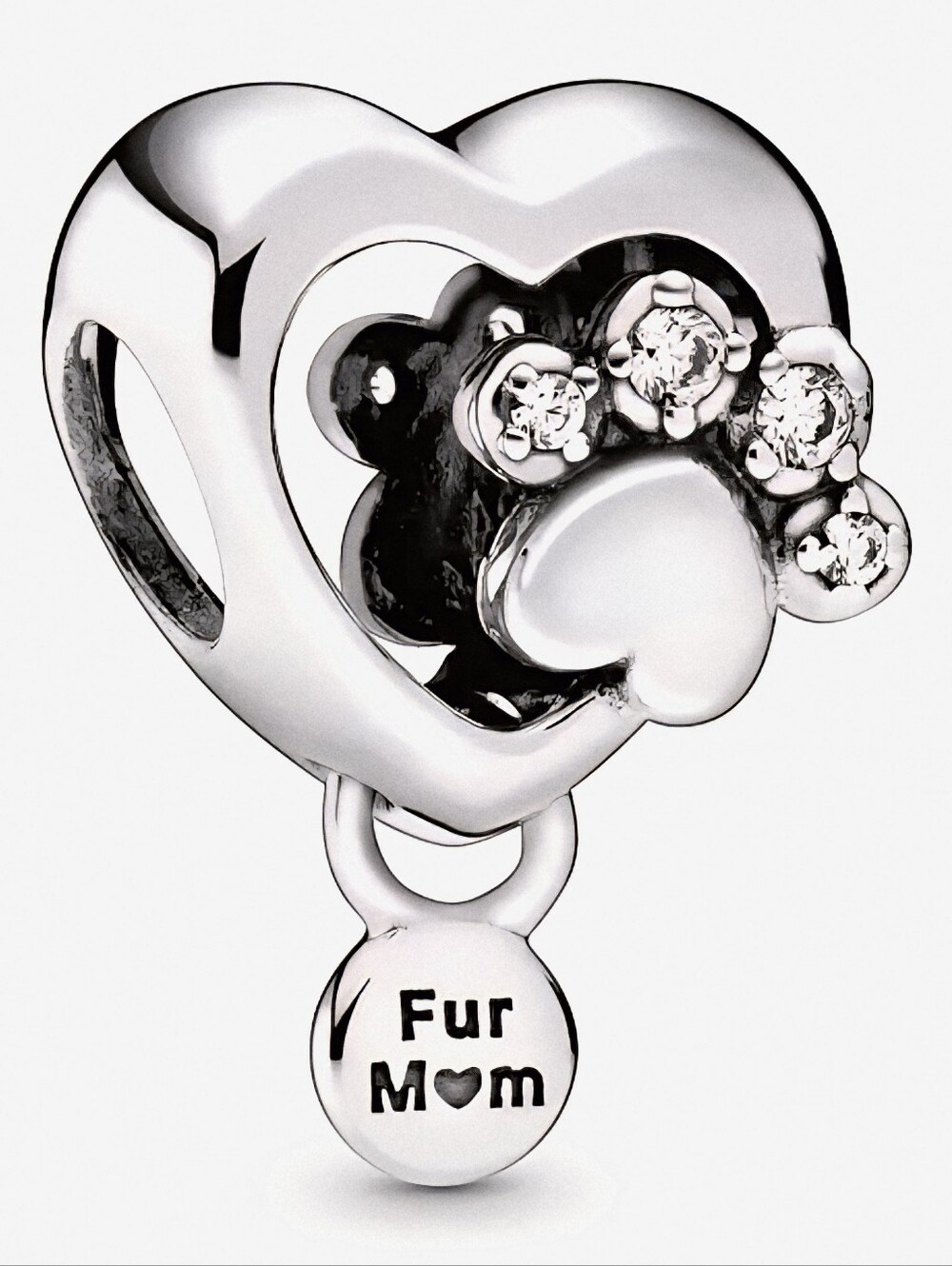 Pandora Sparkling Paw Print Heart Charm